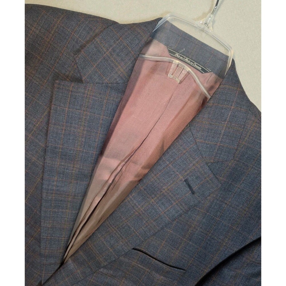 Jack Victor Exclusive Collection Blazer Mens 42L Wool Silk Windowpane Loretowood
